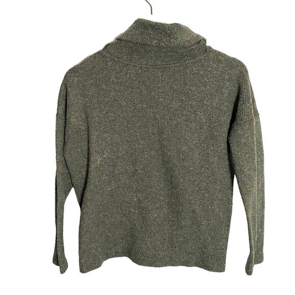 Retrelogy Herringbone‎ Turtleneck Pullover Sweater Cropped with Buttons Gray S/P - Picture 2 of 8